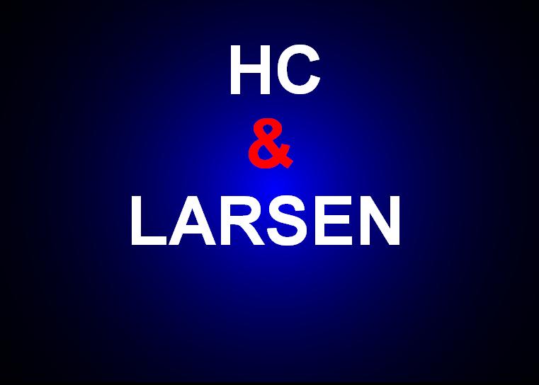 HC og Larsen tekst på blå baggrund